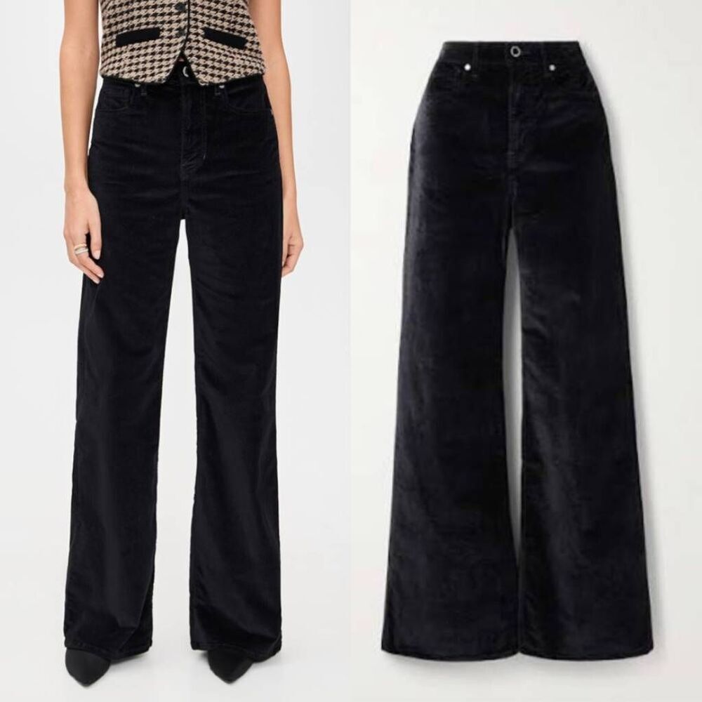 Veronica Beard Jean Taylor High Rise Wide Leg Velvet Pants 26 $348